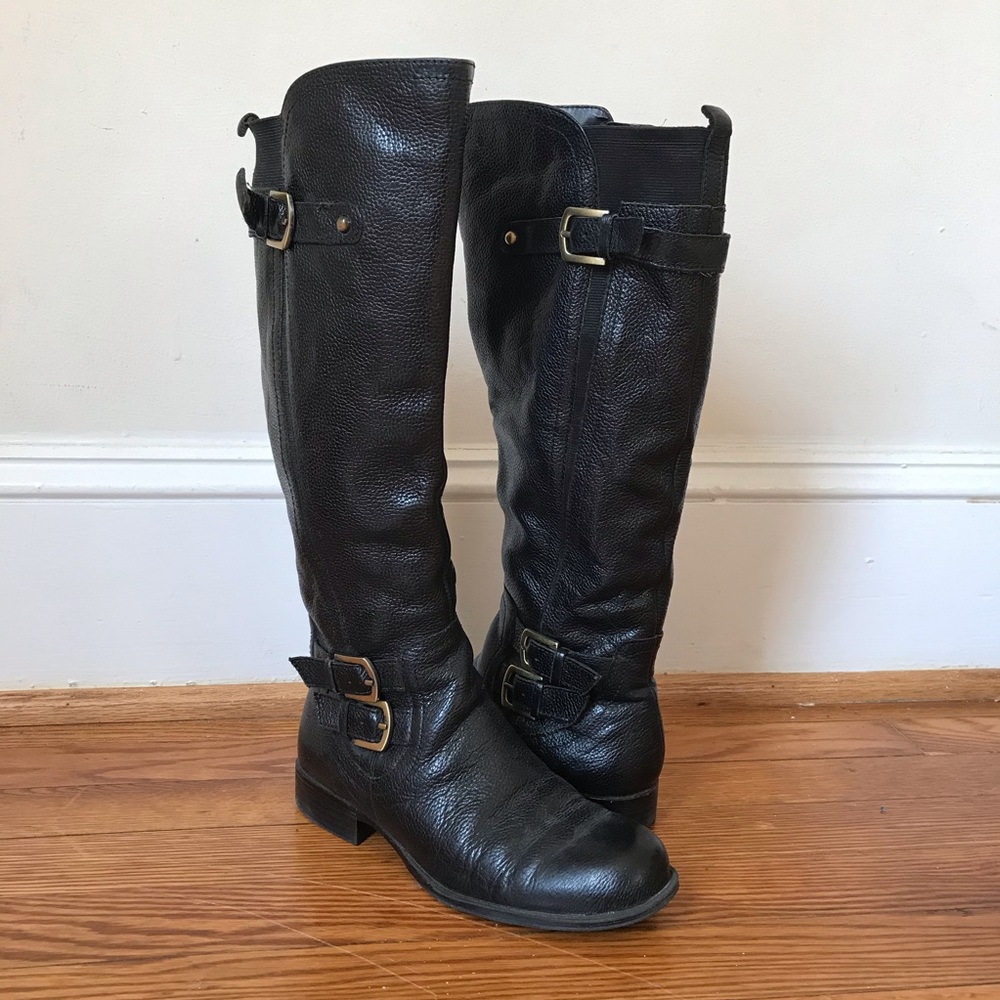Naturalizer Women's Black Leather Knee-High Boots, Size 4.5